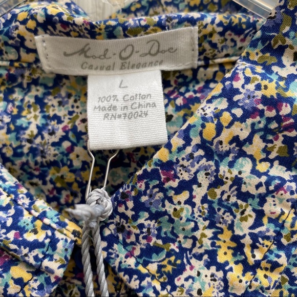 Mododoc Floral Print Cotton Button Down SZ L NWT - Picture 2 of 6